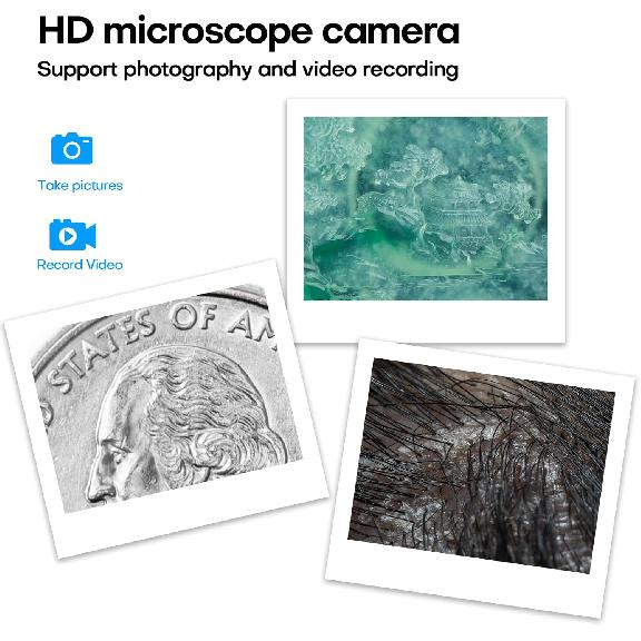 4K WiFi Digital Microscope Camera for iPhone Android Phone and Windows Mac PC, 3840x2160P Portable Wireless Handheld Microscope for Adults and Kids