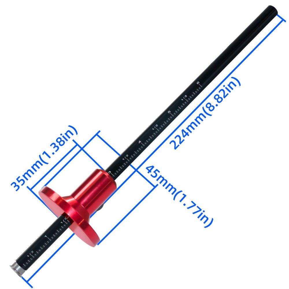 With Inch & MM Scale Wheel Marking Gauge Parallel Line Drawing Adjustable Wood Marking Tools Aluminum Alloy Mortise Measuring