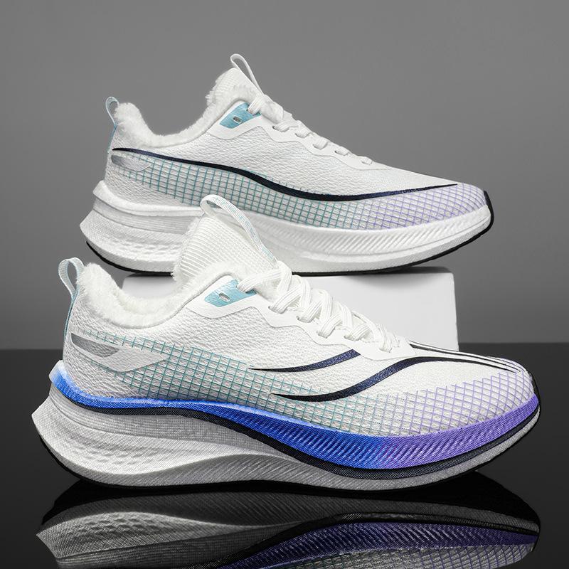 Fleece Thickened Carbon Plate Running Shoes Shock Absorption Men's Students Special Running