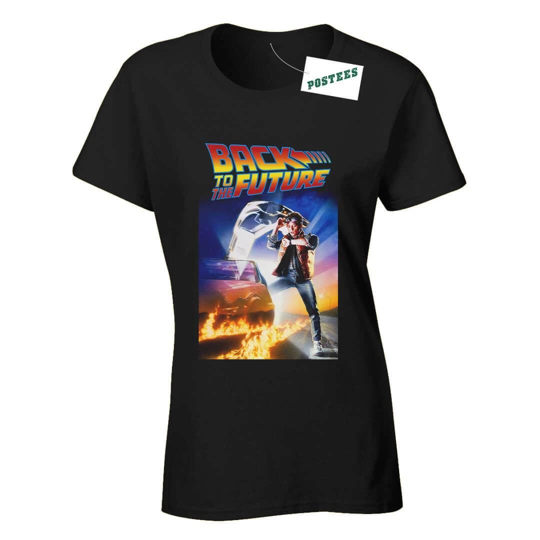 Retro Movie Poster Style Inspired By Back To The Future Ladies Fitted T-Shirt 3XL