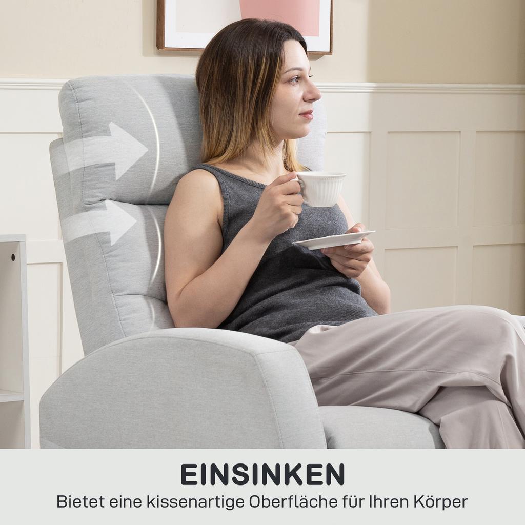 Adjustable Recliner With Footrest Modern Upholstered Armchair Light Gray
