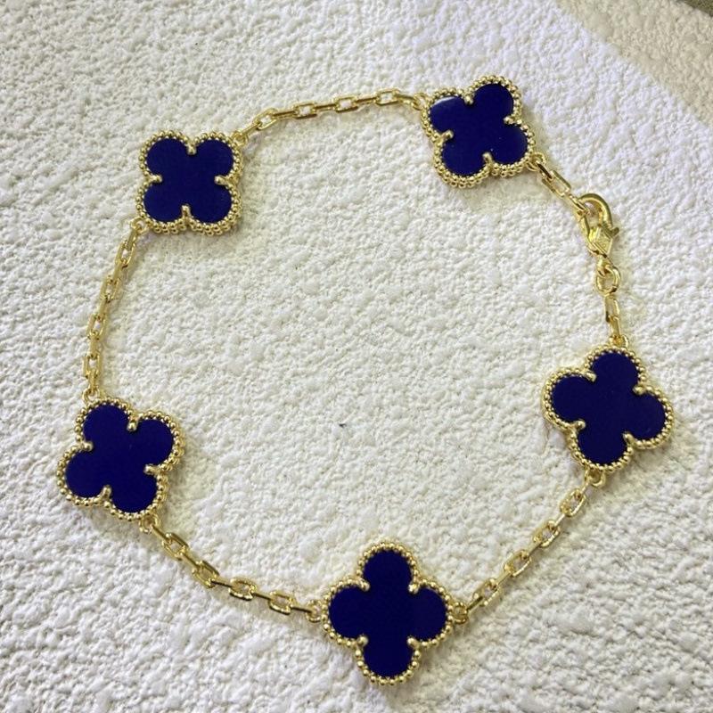 Exquisite Four-leaf Clover Bracelet for Women Five-flower Bracelet Double-sided Natural White Mother-of-pearl and Carnelian Bracelet