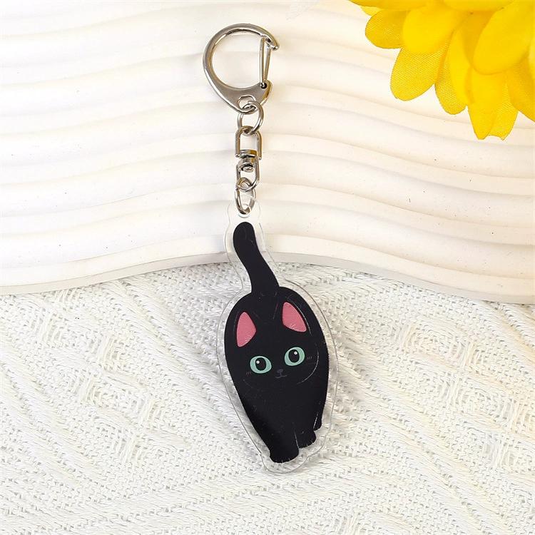 Lovely Cat Keychains Cow Cat British Shorthair Acrylic Pendant Children Funny Keychains Girl's Schoolbag Ornament