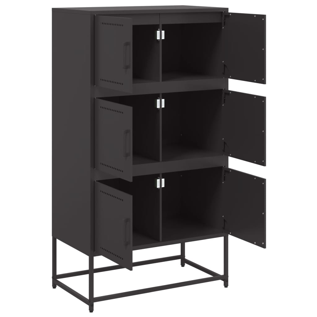 Sideboard Black 68.5 X 38.5 X 123.5 Cm Steel