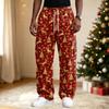 Men's Streetwear Casual Loose Fit Comfortable Athletic Pants with Christmas Print for Holiday Lounging