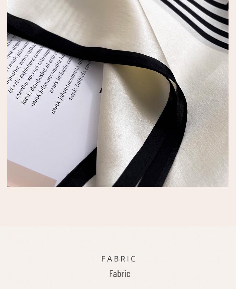 Elegant Striped Silk Scarf: Large Square for Women’s Spring & Autumn, Versatile Sunscreen, Mulberry Silk 90 Shawl