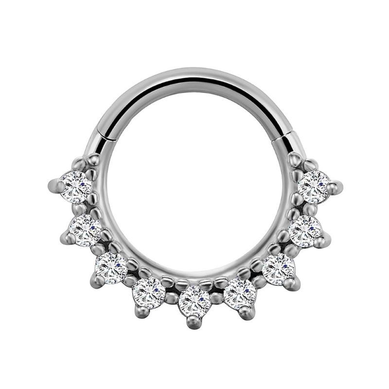 Fashionable Crystal Nose Piercing Ring Jewelry Stainless Steel Accessory for Ear Cartilage Music Festival Accessories
