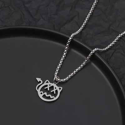 New Sweater Accessories, Little Devil Necklace, Little Devil Wang Linkai, the Same Earth Cool Dancing Titanium Steel Chain Hip-hop Pendant Tide