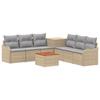 Sofa Set 8 Pcs. Beige and Light Grey Poly Rattan and Steel