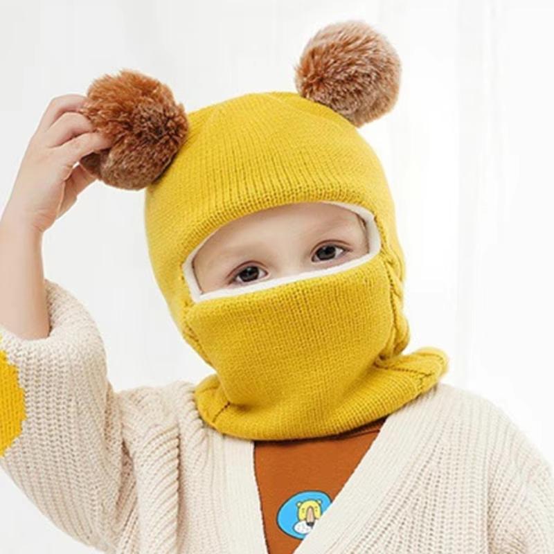 2025 Cappello Sciarpa Invernale Pompom per Bambini Pezzo Unico Berretto Lavorato a Maglia Caldo per Orecchie Collo Cappellino per Bambini Neonato per Bambine Bambini 1-5A