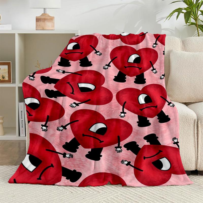 1 Stück Bad Bunny Collage Flanelldecke Geschenk, Geeignet für Männer und Frauen, Weich, Ideal für Betten und Sofa, Geburtstags- oder Weihnachtsgeschenk
