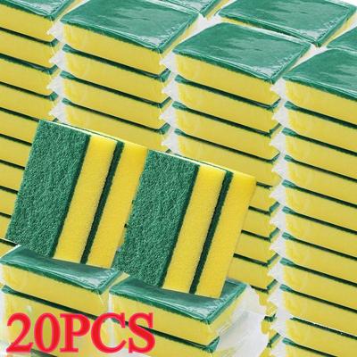 20pcs Highly Absorbent Double-sided Sponge Household Magic Cleaning Pot Rust Sponge Cleaning Brush Kitchen Grease Cleaning Tools