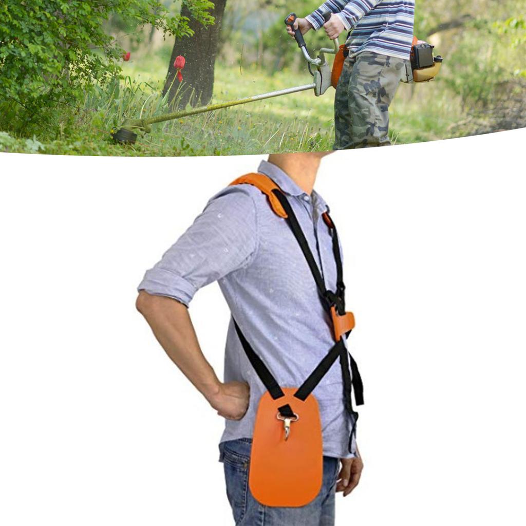 Trimmer Double Shoulder Strap Size Adjustable Metal Buckle Nylon Strimmer Harness Orange