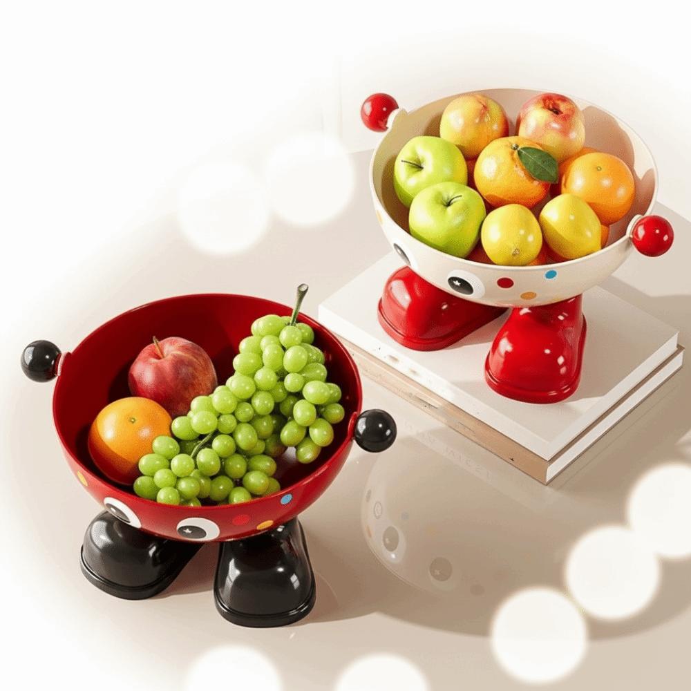 Cartoon Snack Fruit Plate Large Capacity Drain Basket Dopamine Tea Table Plate Dining Table