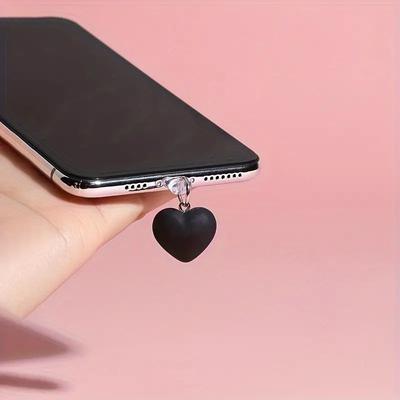 1 szt. Silikonowa zaślepka przeciwpyłowa z zawieszką w kształcie serca dla iPhone'a, portu Type-C i Android Micro