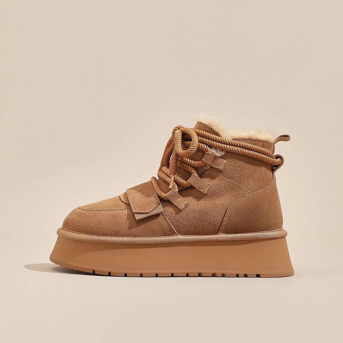 

Gu Yunshu thick-soled snow boots women s 2024 new winter velvet women s shoes thickened to keep warm Northeast large cotton shoes women 40