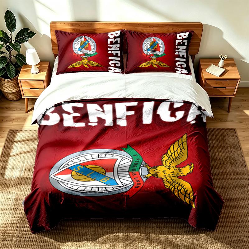Sport Lisboa E Benfica (14) 3pc Set Suitable for Master Bedrooms Soft and Comfortable an Ideal Gift for Family and Friends Includes One Duvet Cover an