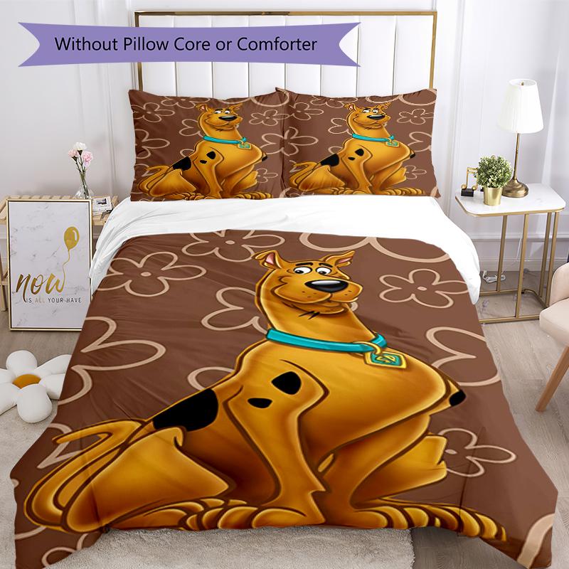 3pcs Scooby Doo pattern bedding set duvet cover set includes duvet cover &pillowcases, perfect all season bedroom decoration & gift