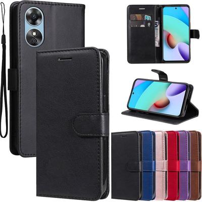 Luxury Fashion Solid Color Flip Leather Case for Oppo A17 A57 2022 5G 4G A77 A57S Cover Wallet Card Slot Magnetic Stand Holder Protect Phone Case