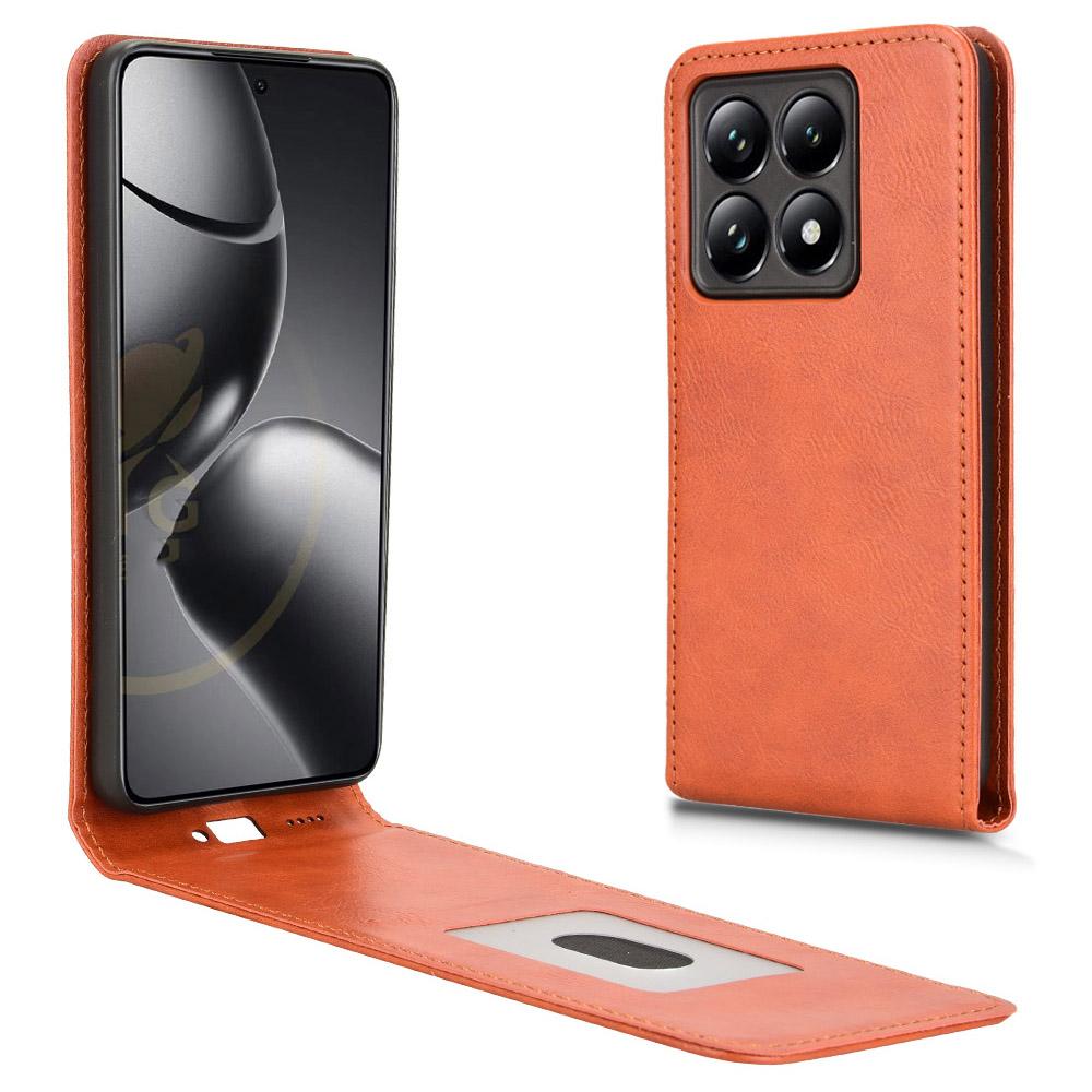 

Чохол для Xiaomi 14T з відділенням для карт, магнітна вертикальна відкидна шкіряна кришка для телефону Orange