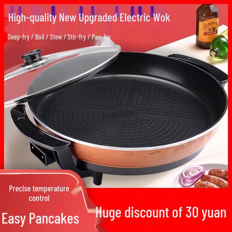 Padella Elettrica Multifunzione Antiaderente con Spedizione Gratuita – Nuovo Stile BBQ, Friggitrice per Pancake e Padella Grigliata