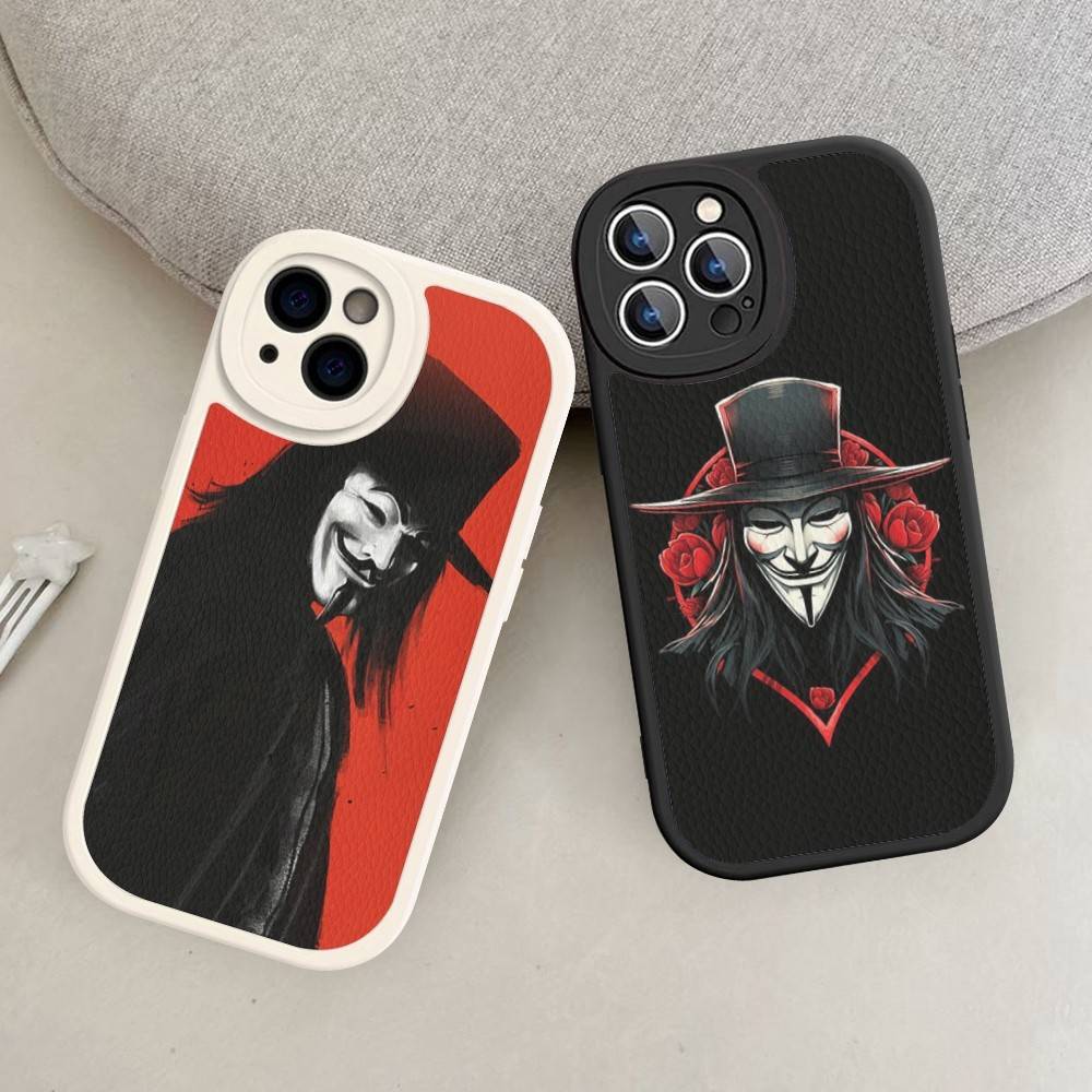 Horror Movie V For V-vendettaS Phone Case For IPhone 16 15 14 13 12 11 Pro Max Plus Leather Soft Cover