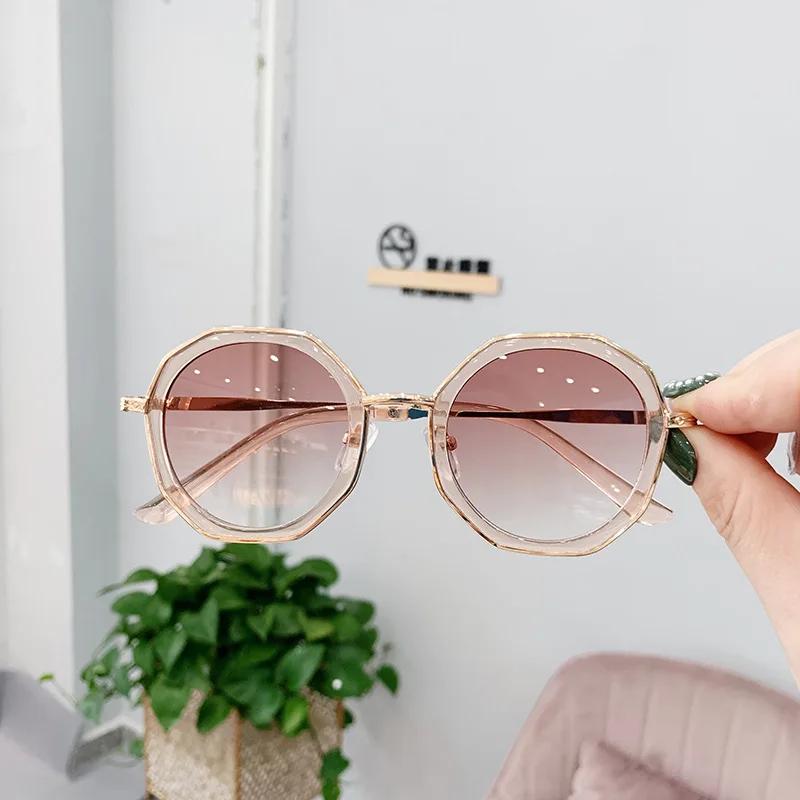 New Fashion Kids Sunglasses Boys Girls Vintage Polygon Colored Glasses Children Cute Kids Black Irregular Sunglasses UV400
