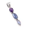 Natural Kyanite,African Amethyst 925 Solid Sterling Silver Pendant 1.50'' M2c41