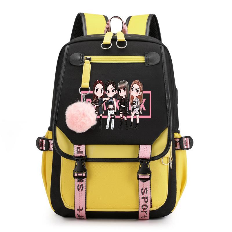 Blackpink S potiskem Batoh Pro základní a střední školy Ležérní Školní taška Pro studentky