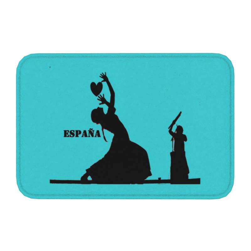 Tapis de porte personnalisé Danseuse de Flamenco Pois Antidérapant Entrée Cuisine Salle de bain Sol Tapis de porte Espagnol Espagne Salle de danse Tapis Tapis 40cmx60cm