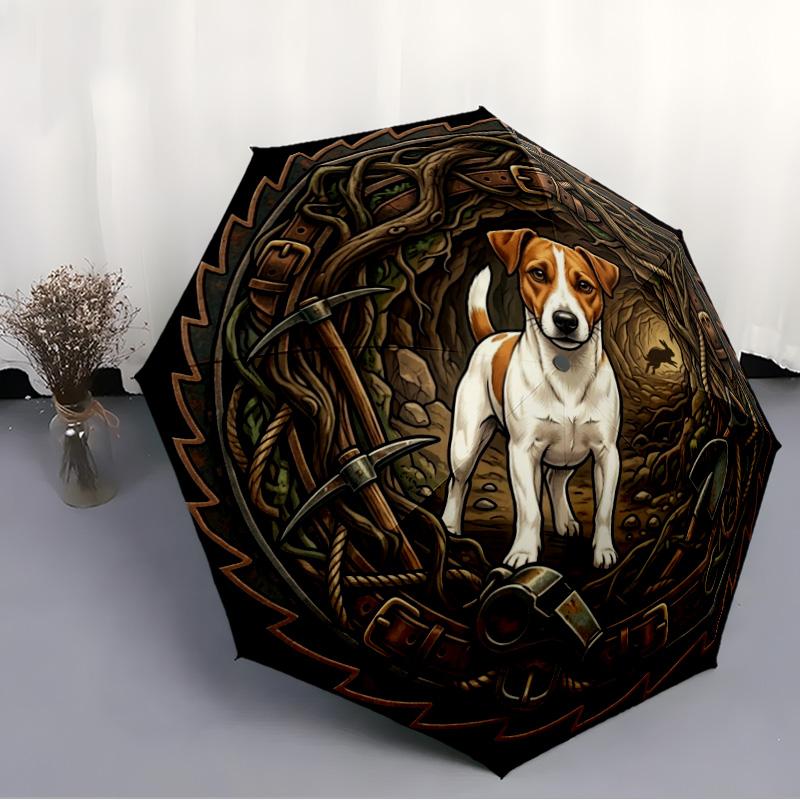 Dog Forest Emblem pattern umbrella, portable and foldable design, 8 ribs, a casual accessory for Halloween, Christmas, and birthday gifts.