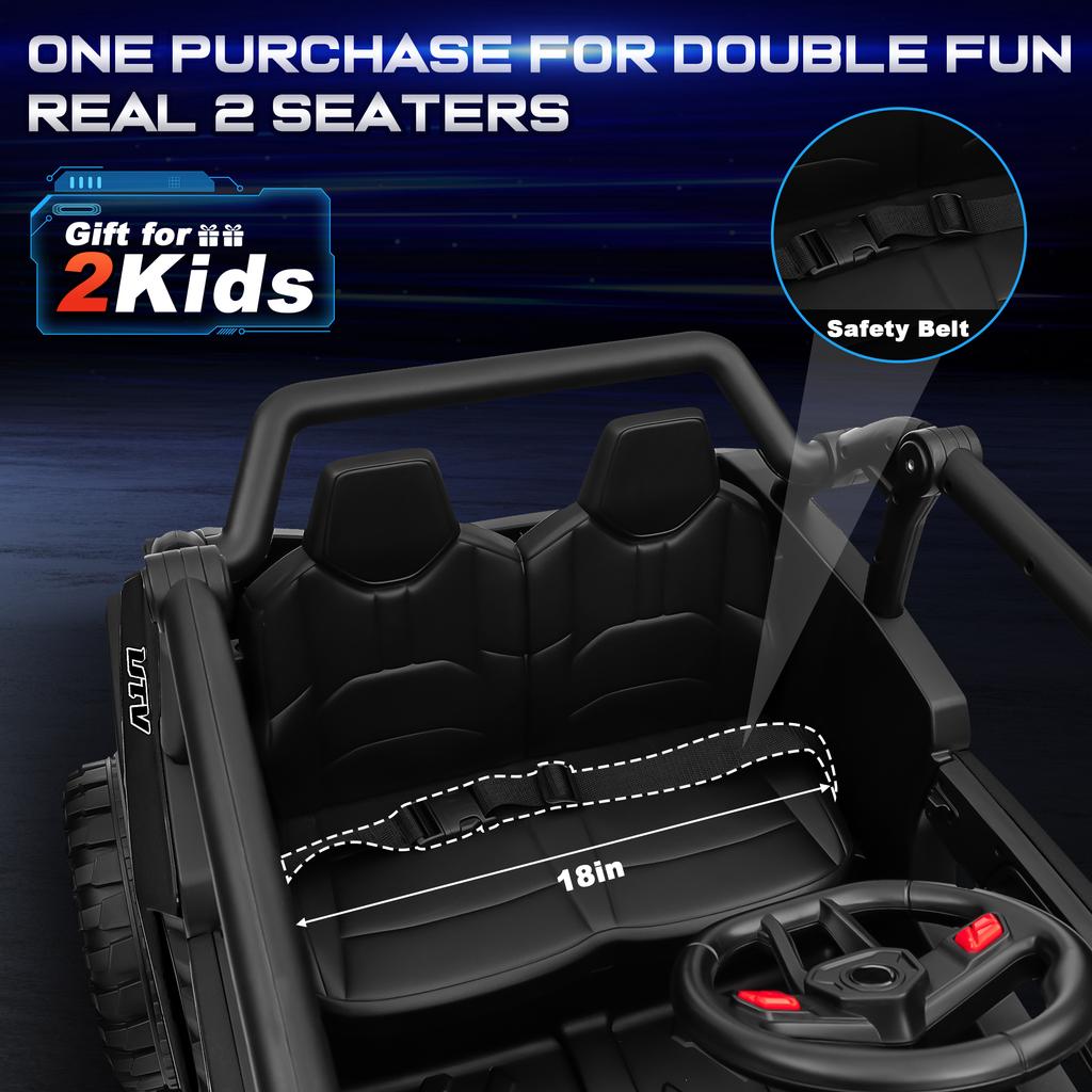 24V Ride on Car for Kids 2 Seater, 4x4 Off-Road UTV Toy w/ 3-Speed Remote Control, 4WD Powerful Motors, 18" Large Seat,
