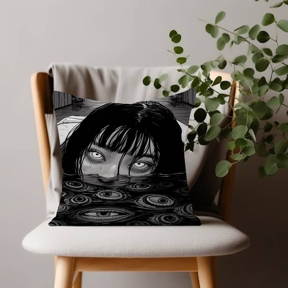 Anime Junji ItoI TomieT Horror Comics Cushion Cover Car Throw Pillow Case For Sofa Car Christmas Gift