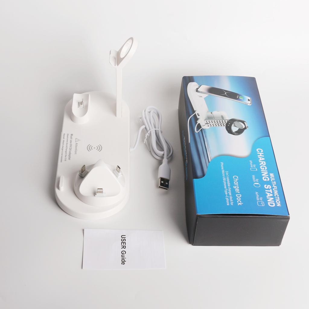 Portable 6-in-1 Magnetic /PD/QC3.0 Wireless Charging Station with Fast Charging ABS Material Eco-Friendly Fireproof Protection