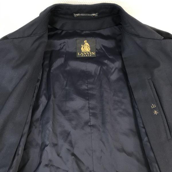 Lanvin Italy Silk Wool Blend Sten Collar Coat R48-45 L-XL Navy(USED)