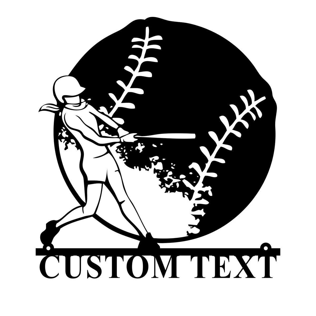 

Softball Metal Wall Art, Personalized Player Name Sign, Game Room Decor Gift for Her, Bat Swing Girl Bedroom Hanging