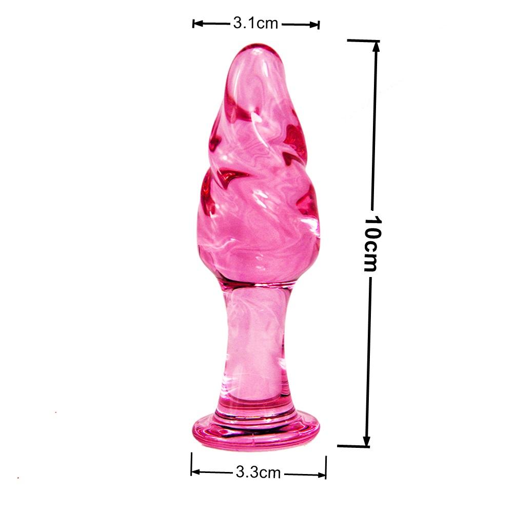 Pink Ribbed Glass Butt Plug Masturbation Sex Toy Explore Ass Play Women Man Gspot Stimulate Orgasmic Lesbian Backdoor Game