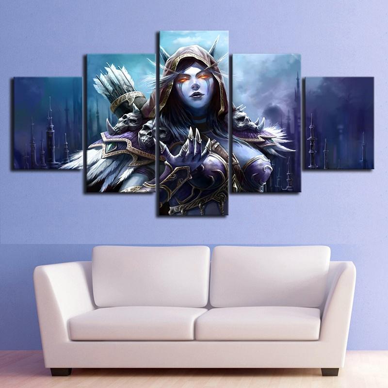 Videogiochi WOW Warcraft DOTA 2 Tela 5 Pezzi Poster Artistici da Parete Stampati Quadri Decorazione per la Casa per Decorazione del Soggiorno