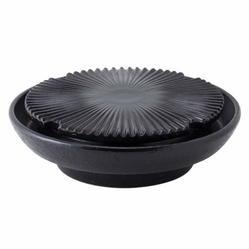Nagatani-en Yakiniku Plate, Low Smoke, "Yakiyaki-san" Ceramic Stovetop, Large, Serves 3-5, Approx. 33cm, Can Be Used Over an Open Flame or Empty, Blac
