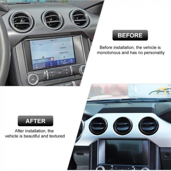 3x Black Center Console AC Air Vent Outlet Decor Cover Trim for Ford Mustang 15+