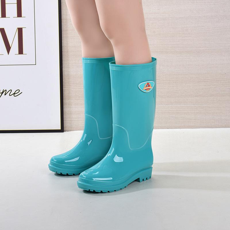 Fashion outer wear tall non-slip rain boots women's summer adult work waterproof shoes wear-resistant comfortable rain shoes beach catch the sea