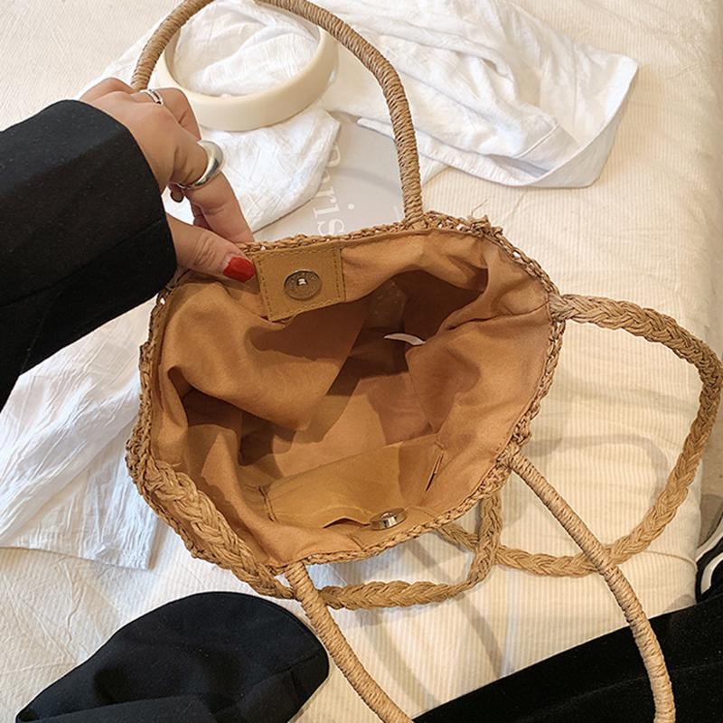 Handwoven Hollow Out Straw Bag Summer Handbag Women's Crossbody Shoulder Bag Street Style Trendy Basket Beach Bag CLE