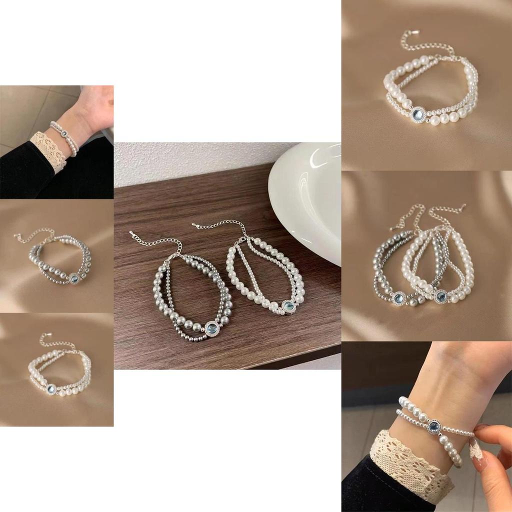 Luxurious Double Layer Pearl Bracelet For Women With Retro Court Style