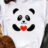 Maycaur Summer Women T Shirt Loose Tops Cute Panda Heart Print Short Sleeve Female Loose Casual T-shirt Ladies Top Tee