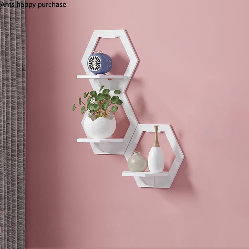 Drewniana płyta plastikowa Stojak ścienny do przechowywania Bez dziurkowania Półka nocna Wisząca przegroda ścienna Stojak na kwiaty Półki domowe Dekoracyjna rama