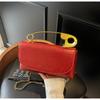 Faux Leather Paperclip Clutch for Women, Chic Chain Shoulder Bag, Minimalist Crossbody Purse