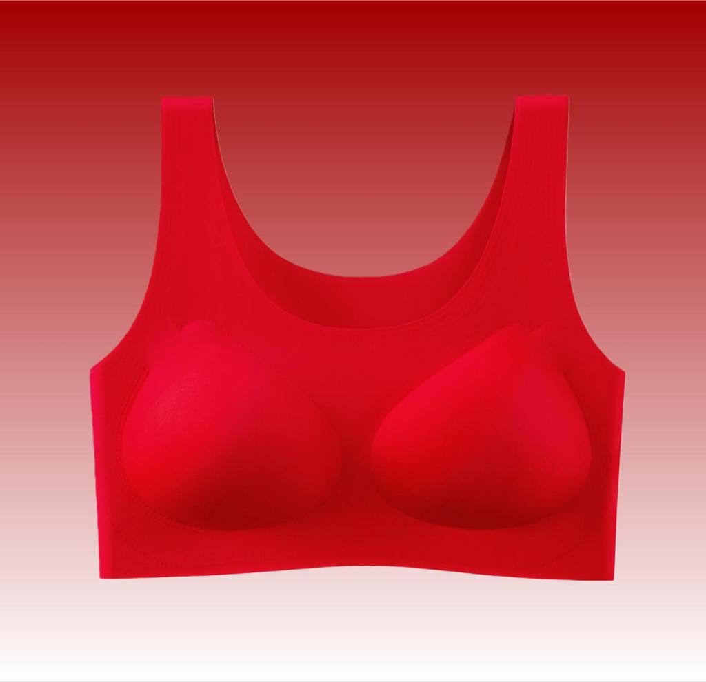Dragon Year Red Seamless Bridal Underwear Set: Women's No-Wire Bra & Thin Sports Vest