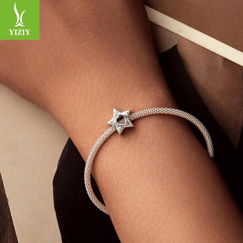 925 Silver Lucky Star Beads, Pendant Diy Bracelet Lucky Pendant Accessories Beads Charm