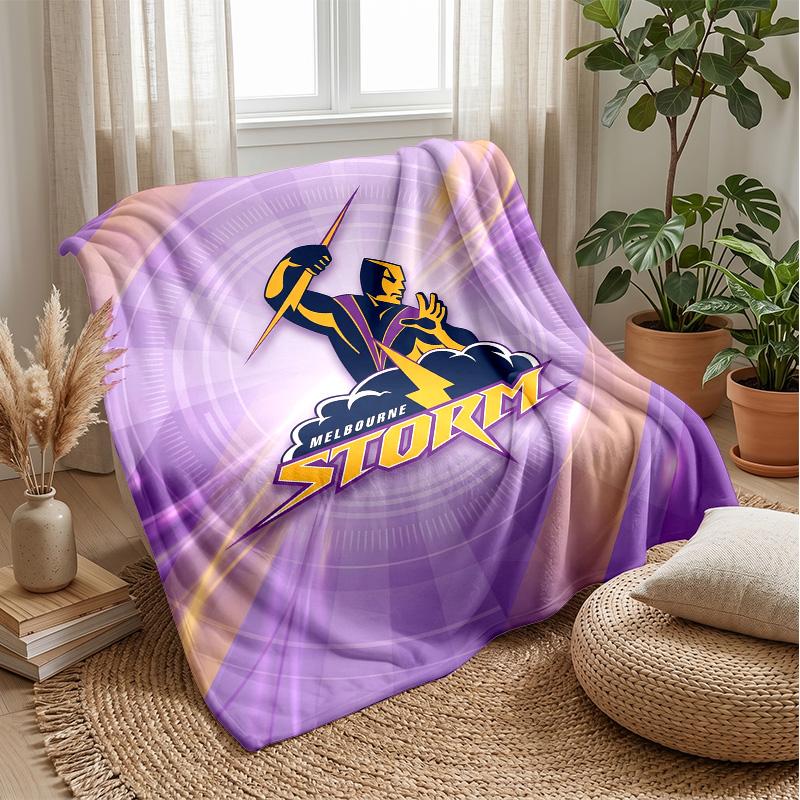 Melbourne Storm Flannel Fleece Blanket Cozy Warm Throw Blanket For Couch Bed Travel All Season Use