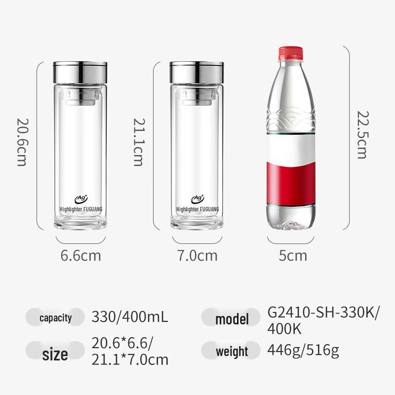 Fuguang Double-Layer High Borosilicate Glass Tea Infuser Bottle